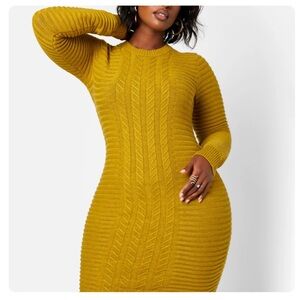 Waiting For Tonight Heavy Knit Bodycon Winter Dress - Chartreuse